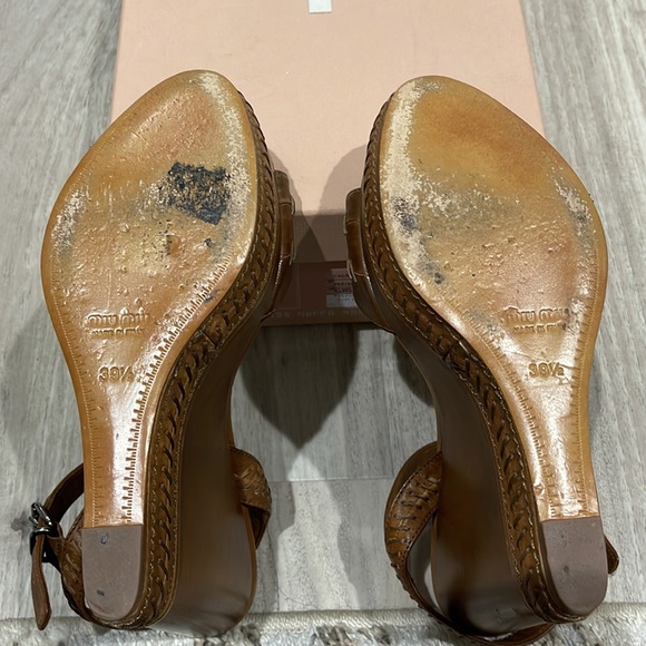Miu Miu platform leather wedge sandals 39.5 - Picture 8 of 9